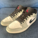 Jordan Air Jordan 1 Low Grey/White/Black/Red Lace-Up Trainers - UK 8