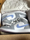 Jordan Air Jordan 1 Low Men's Trainers Grey/White/Blue UK 8 BQ6471-105
