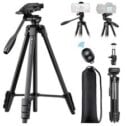K&F CONCEPT 60"/152cm Travel Tripod For Phone Camera 1/4" Screw Mount & Remote