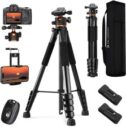 K&F CONCEPT 75" Camera Phone Tripod Lightweight Travel with Remote S255A3+BH-36