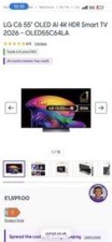 LG C6 55" OLED AI 4K HDR Smart TV 2026 - OLED55C64LA RRP £1600