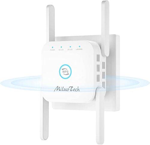 MiluoTech WiFi Booster Range Extender |1200Mbps Extend Dual Band WiFi of 5GHz & 2.4GHz | Covers up to 5000sq.ft | High Gain 4 Antenna