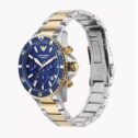 New EMPORIO ARMANI AR11362 Steel Blue Dial 2 Tone Bracelet Luxury Mens Watch