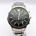 NEW EMPORIO ARMANI MENS WATCH RENATO AR2460 SILVER TONE WITH BLACK DIAL