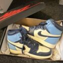 Nike Air Jordan 1 High Top Trainers Blue/White Colourblock Lace Up UK 5.5