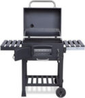 Outdoor XL Smoker BBQ Grill with Folding Side Tables, Thermometer & Wheels