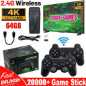 Retro Game Console Plug&Play 20000+ 4K Video Game Stick +2x Wireless Controllers