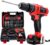TEENO 21V Impact Cordless Drill Set with 2 Lithium Ion Batteries 1500mAh,25pcs Accessories,1 Hr Fast Charger,10mm Chuck,Variable Speed,