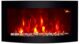 TruFlame Black Glass Curved Electric Wall Mounted Fire Place With Pebble Effect