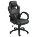 Vinsetto PU Leather Racing Gaming Chair, Swivel Home Office Gamer Chair Gray