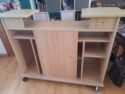 workstation desk with shelves