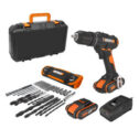 WORX Powershare Cordless Hammer Drill 20V 50Nm x2 2.0Ah 30pc Drill Bit WX370